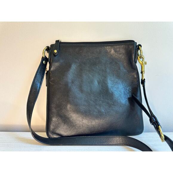 Vintage Coach Black Leather Madison Logo Legacy Purple Lining Crossbody Purse - Picture 2 of 8